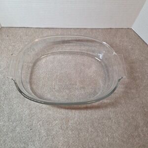 VTG PYREX 702 Large Clear 2 Qt Oval Handled Baking Dish Roaster WITH LID 12x8.5